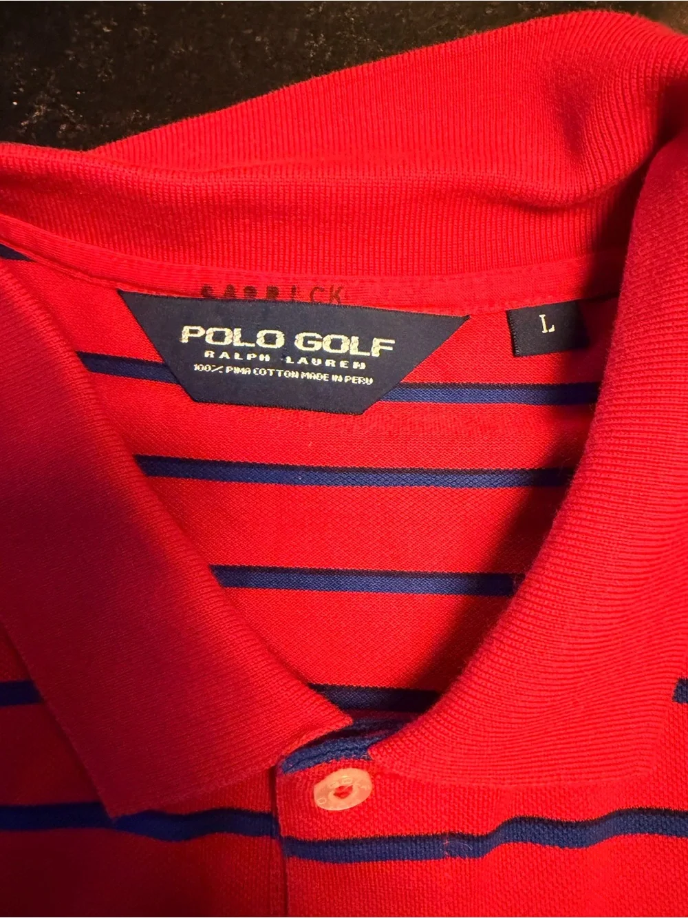 Ralph Lauren Red Polo with Navy Stripes